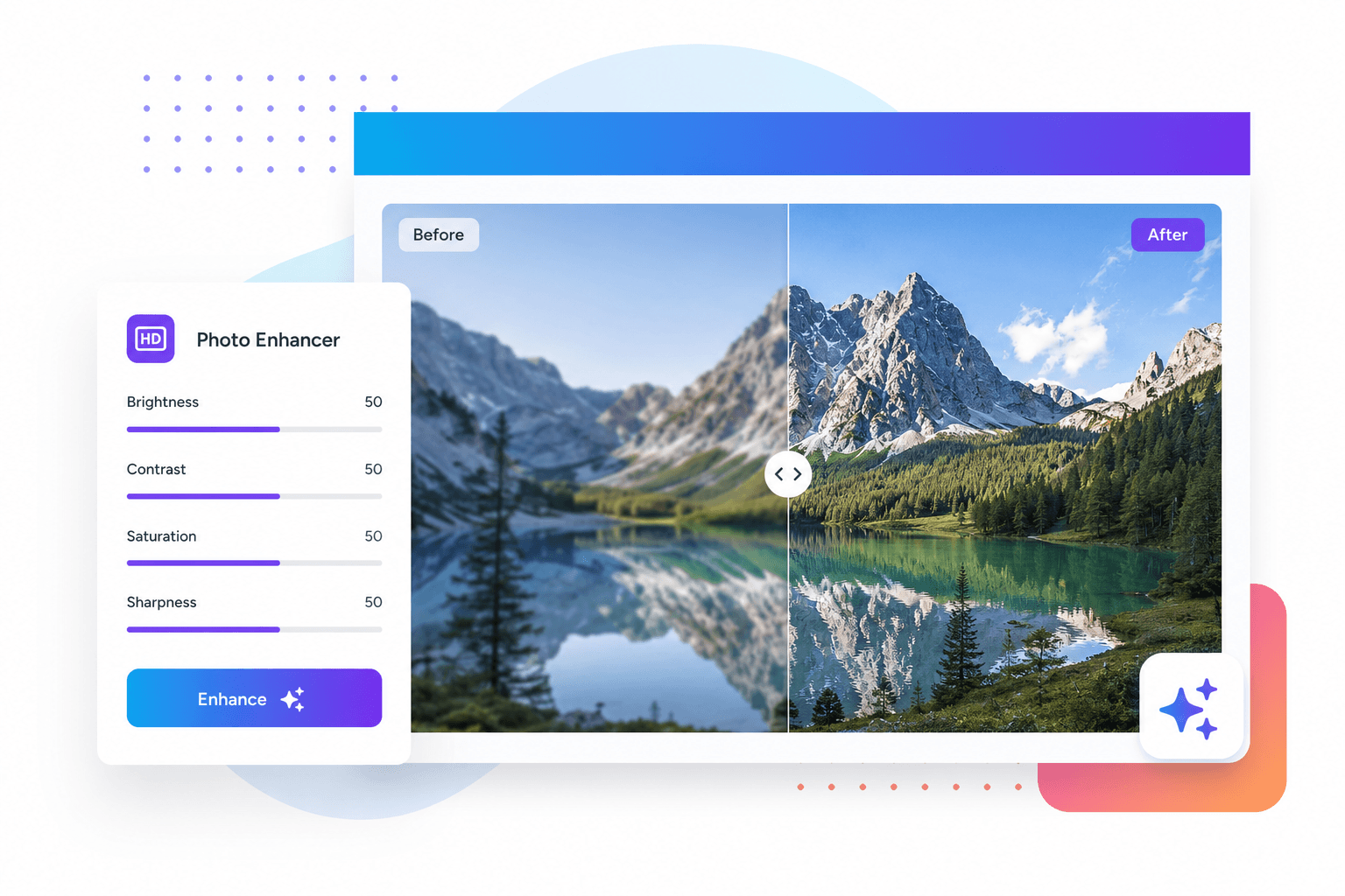 Photo quality adjustment controls preview