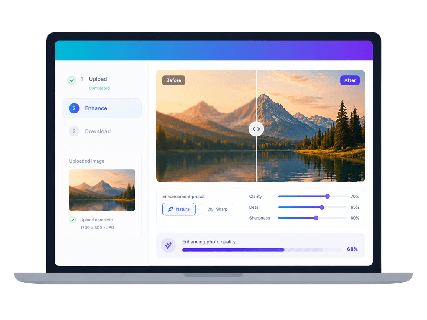 Photo quality workflow enhancement preview